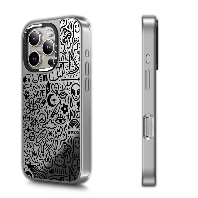 CASECASE X Dù Ốp Lưng Đen & Bạc Gương Hút Từ Tính IPhone Dành Cho IPhone 17 Air 16 15 14 13 12 Pro Max Plus Ốp Lưng Cứng Có Hộp Khắc Logo