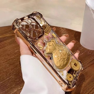 2026 Năm Mới 3D Vàng Túi May Mắn Ốp Lưng Điện Thoại OPPO Reno 14 13 12 Pro 5G 6 7 8 10 Pro 14F 13F 12F 11F 7Z 8Z 8T Mạ Điện Bling Lấp Lánh Túi Khí Hàn Quốc Sang Trọng