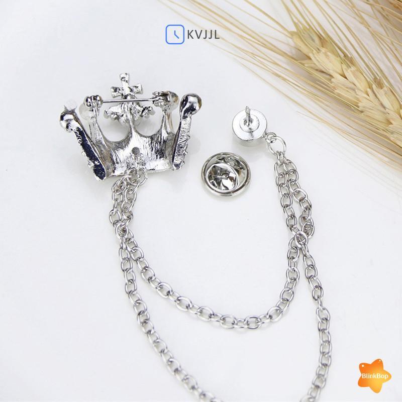 Trâm Phù Dây Xích Vương Miện Phong Cách Anh Quốc - Huy Hiệu Vest Nam Retro Cho Tiệc Cưới