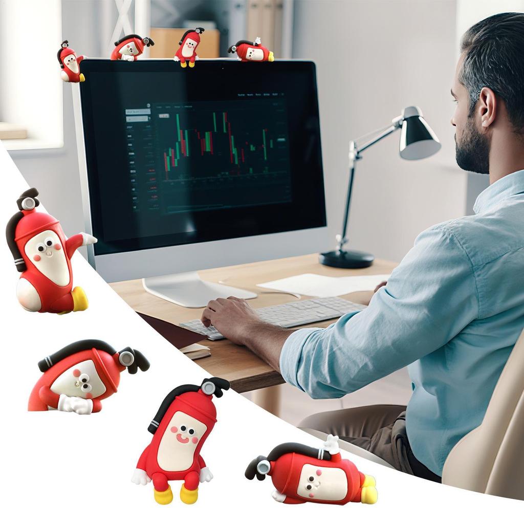 Car Interior Decor Cute Central Control Screen Ornament 4 Pieces Fire Extinguisher Shape Central Control Screen abrtedvn