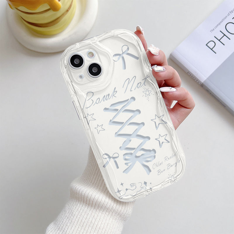 Ốp lưng trong suốt gợn sóng kem cho OPPO A3X A5i A96 A95 A93 A77S A76 A74 A60 A58 A57 A54 A53 A38 A33 A18 A17K A16K A15S A7 A5S A3S F11 Reno 5 Motif Yellow Bowknot DPCE342 & DPCE343