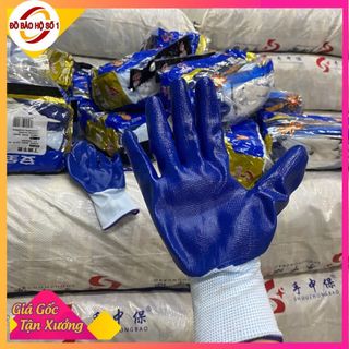 Găng tay bảo hộ lao động phủ sơn xanh N518 giá cạnh tranh bốc hàng làm vườn sửa xe
