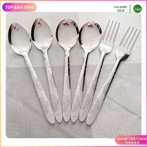 Thìa rĩa inox cán hoa - Thìa ăn cơm ( ẢNH THẬT )