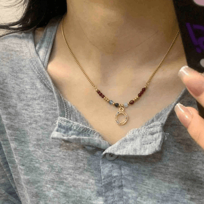 Vòng cổ nữ thiết kế hình học hoa hướng dương, thủ công với gam màu cổ điển