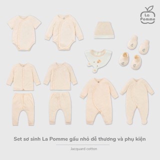 La pomme SS2026 BST sơ sinh La Pomme dệt vân chìm gấu nhỏ - Be cho bé T1.4