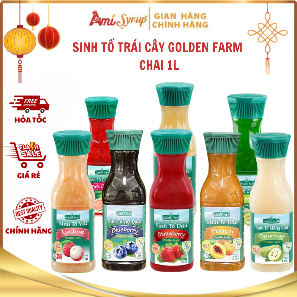 Sinh Tố Trái Cây Golden Farm Chai 1L Đủ Vị, Ứng Dụng Đa Dạng Trong Pha Chế Đồ Uống