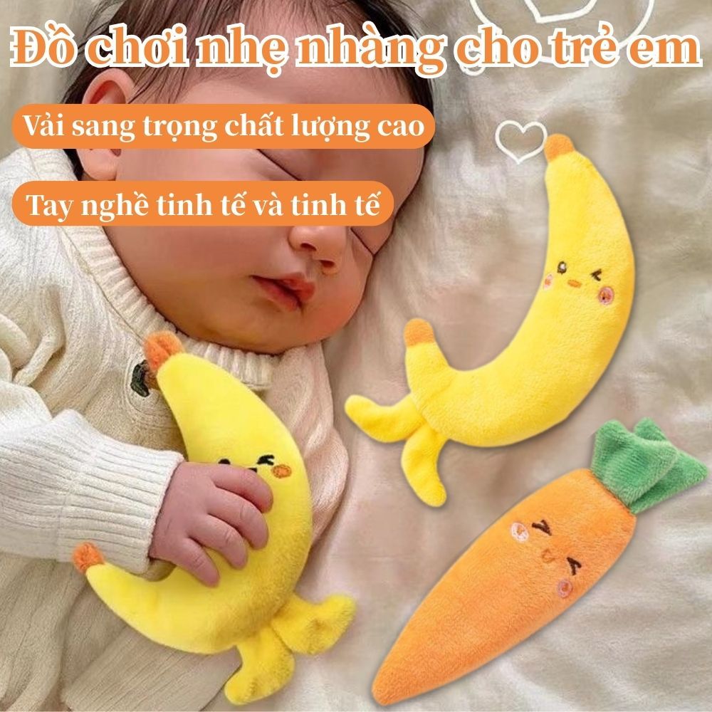 Đồ chơi an ủi trẻ sơ sinh Cà rốt/Chuối hình tay cầm hỗ trợ phát triển giác quan cho xe đẩy cũi sử dụng du lịch