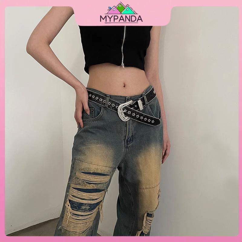 MYPANDA Thắt lưng Y2K thời trang nữ, da PU bling, kim cương giả & pha lê lấp lánh, có thể điều chỉnh, phù hợp cho bữa tiệc câu lạc bộ.