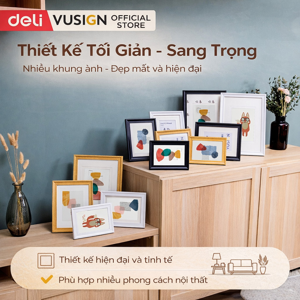 Khung Ảnh Để Bàn Deli Vusign - Trang Trí Tủ Kính Bàn Học Nhiều Kích Thước Màu Sắc Đẹp