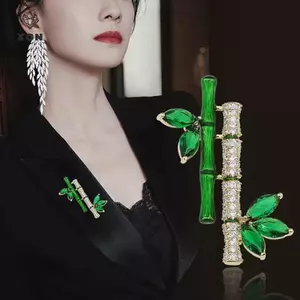 Trâm cài tóc hình tre xanh retro, phụ kiện trang sức cổ thanh lịch, quà tặng đẹp