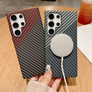 Vỏ từ tính bằng sợi Carbon siêu mỏng Kevlar Pattern Mg cho Samsung S25 S24 S23 S22 Note 20 Ultra 10 Plus