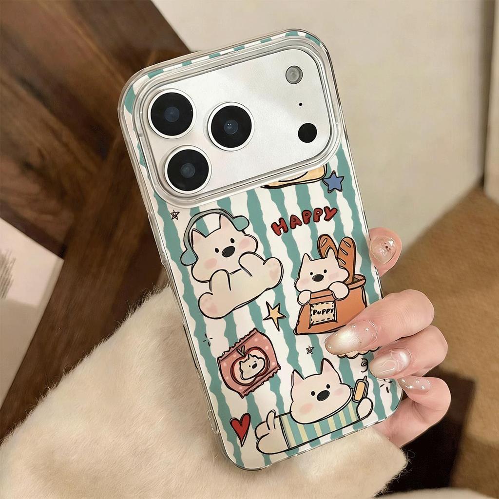 Con chó dễ thương mềm mại cho 16 trường hợp iPhone 17Air Lớp kép 14/13/11Pro