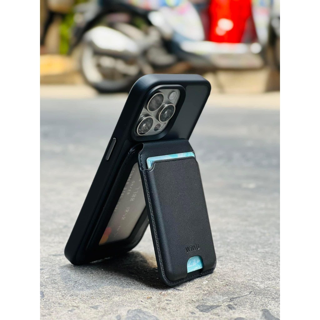 [Chính Hãng] Ví Da Đựng Thẻ Từ Tính WIWU Mag Wallet Pro MW-003 Kèm Giá Đỡ Điện Thoại Gập Gọn Cho iPhone Samsung