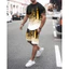 Bộ áo thun và quần short unisex cổ tròn họa tiết 3D, thoáng mát