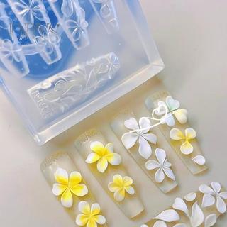 (TFT) 3D Silicone Hoa Móng Tay Nghệ Thuật Khắc Khuôn Acrylic Hibiscus Hoa Năm Chân DIY Móng Tay Nghệ Thuật Trang Trí Trong Suốt Mẫu MỚI