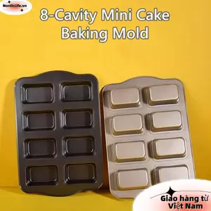 Chảo bánh mì chuối nhỏ NORDICLIFE, Chảo lười Mini chống dính hình chữ nhật, Chảo nướng bằng thép Carbon 8 khoang có thể tái sử dụng Phụ kiện nhà bếp