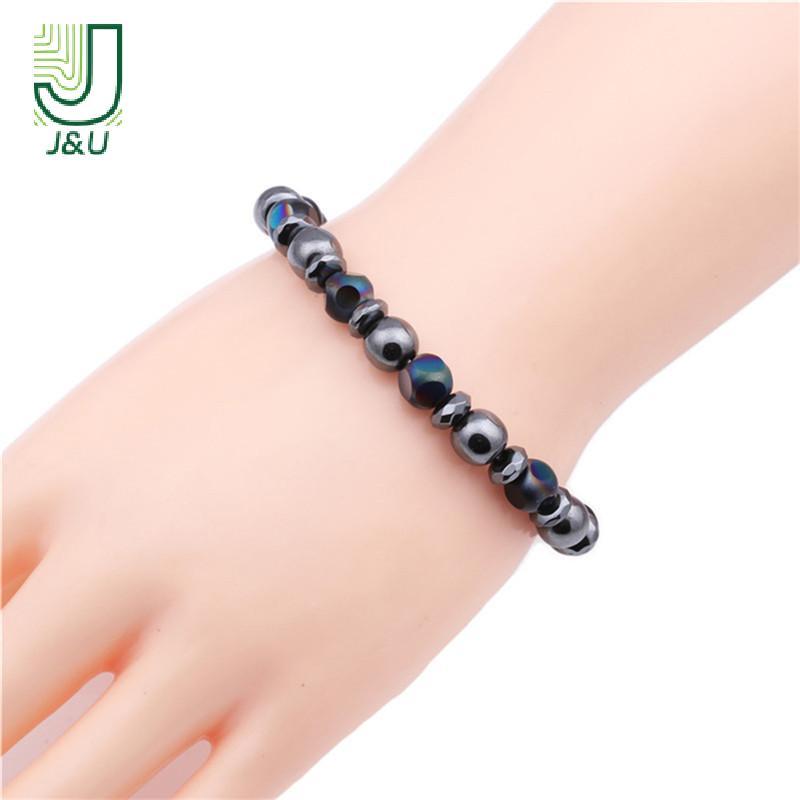 [J & U-T] Vòng tay hạt đá Hematite luân xa, co giãn thoải mái, hỗ trợ giảm căng thẳng