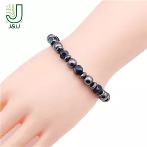 Vòng tay hạt đá Hematite luân xa, co giãn thoải mái, hỗ trợ giảm căng thẳng