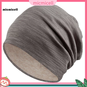 Mũ Beanie Dệt Kim Sọc Baggy, Mỏng Thoáng Khí Chống Gió, Màu Trơn Xuân Thu, Phù Hợp Nam Nữ Đi Ngoài Trời