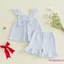 Bộ trang phục 2 món cho bé gái Áo cổ vuông màu trơn + Quần short