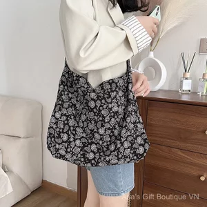 Blogger Hàn Quốc ins Retro Hoa Hạt Điều Một Vai Túi Vải Nhẹ Phù Hợp Với Dung Tích Lớn
