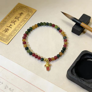Vòng tay Tourmaline cầu vồng để thi thành côngGood Luck Charm dành cho sinh viên Cặp đôi & Những người bạn thân nhất