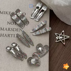 Kẹp tóc bạc Y2K thanh lịch cho nữ và bé gái, mẫu mới barrette bên mở từ Dubill