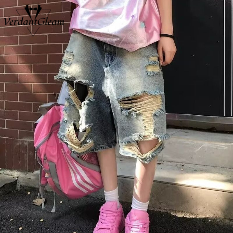 VG quần đùi nam Denim Rách, Phù Hợp Dạo Phố Hàng Ngày
