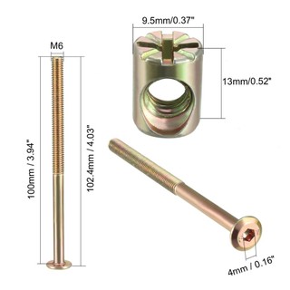 Bộ 4 Bu Lông Nội Thất Bộ Đai Ốc M6x70 / 75 / 80 / 85 / 90 / 100mm M6 Lục Giác Ổ Cắm Vít Có Thùng Hạt Phillips-S Rãnh Mạ Kẽm Mới