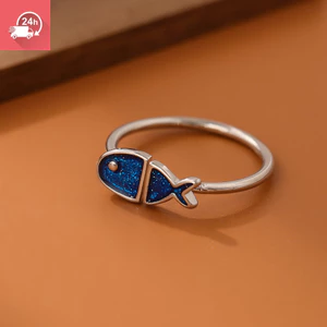 Nhẫn nữ adjustable màu xanh, thiết kế cute thú cưng, thời trang cá tính