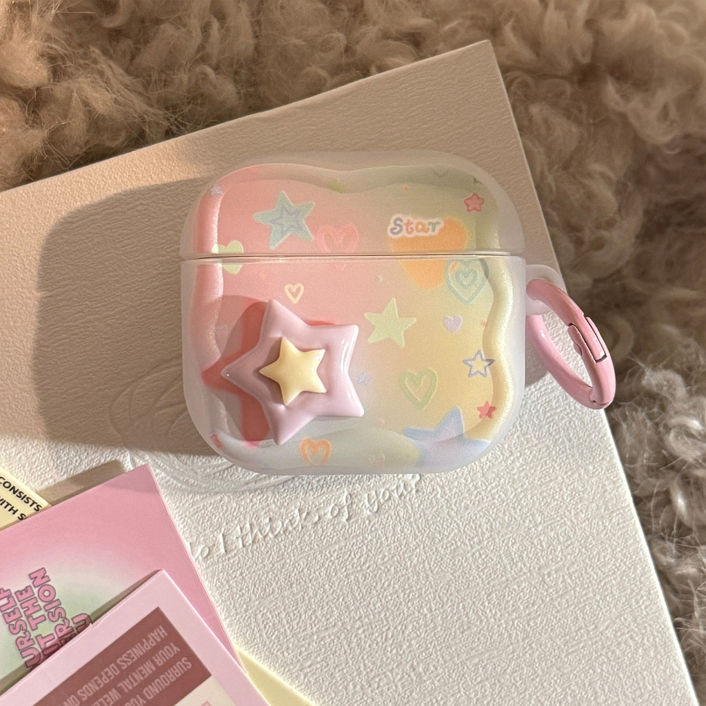 Vỏ bảo vệ tai nghe Bluetooth Apple: AirPods 4/1/2/Pro 2/Pro 3, họa tiết Doodle stars