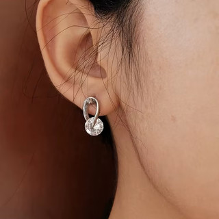 Bông tai zirconia kim cương xoay được, kim loại nhỏ gọn, thiết kế tinh tế phong cách Hàn Quốc thời trang