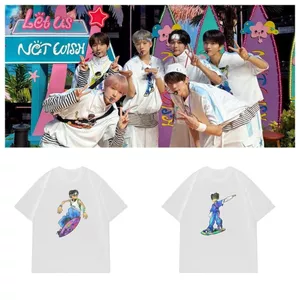 Nhóm NCT WISH - Áo Cotton Tay Ngắn Hình Quạt, Thiết Kế Hoạt Hình