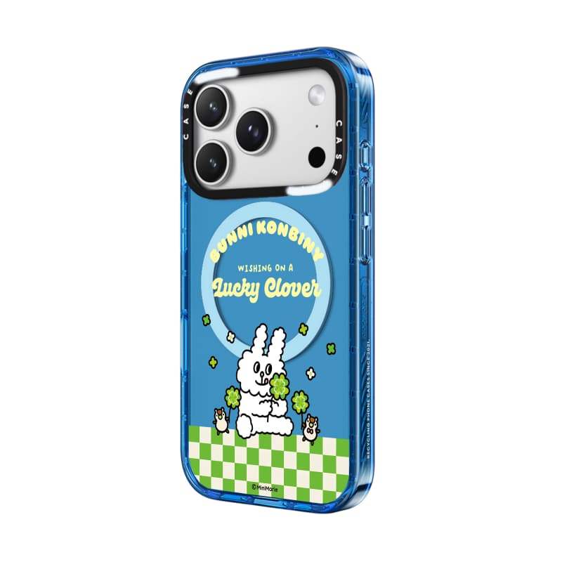 CASECASE X Vỏ cỏ ba lá Thỏ Đen / Xanh da trời / Hồng Bộ sưu tập kẹo Fizz Màu sắc trong suốt Cứng Hút từ tính Vỏ tác động cho Apple IPhone 13 14 15 16 17Pro Max Plus Có hộp