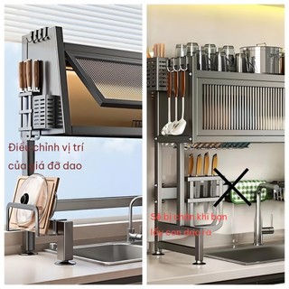 Kệ Chén Đĩa Inox Đặt Bên Chậu Rửa Chén, Có Tủ Chứa, Tổ Chức Bếp Nông Nhỏ Gọn Gàng  Đĩa Inox Đặt Bên Chậu Rửa Chén Có Tủ
