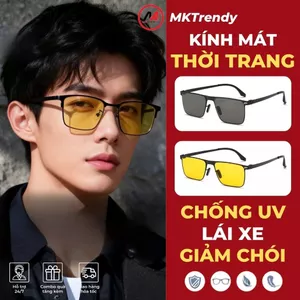 kính râm gọng vuông MKTRENDY thời trang nam gọng kim loại chống tia UV chống nắng phong cách M6