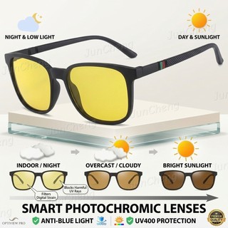 Kính Photochromic Nam Thời Trang Vuông Vàng Kính Nhìn Ban Đêm Thể Thao Ngoài Trời Kính Mát Nam