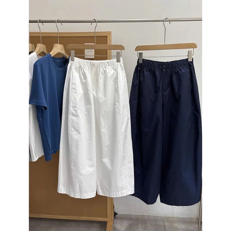 Quần bóng bay nữ bằng vải cotton đã giặt, kích thước lớn, phong cách Hàn Quốc sang trọng, phù hợp mùa hè