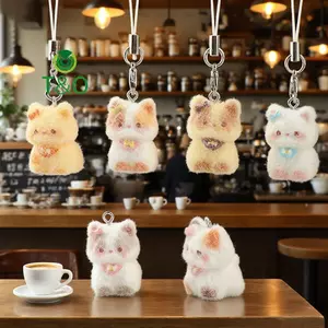 Kawaii Sang Trọng Mèo Dễ Thương Móc Khóa Floing Động Vật Mặt Dây Điện Thoại Dây Treo Keycord Charm Móc Chìa Khóa DIY Phụ Kiện Quà Tặng Cô Gái [Mới]