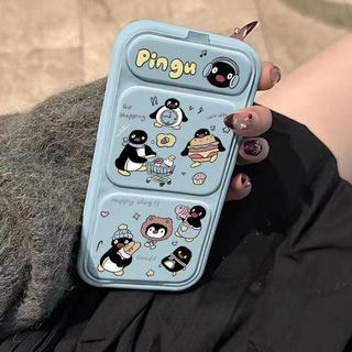 Ốp lưng hoạt hình họa tiết chim cánh cụt 17pro 17 17promax có chân đế Thích hợp cho iPhone 13 13promax 14 14pro 15 15pro max 16pro 16promax Vỏ
