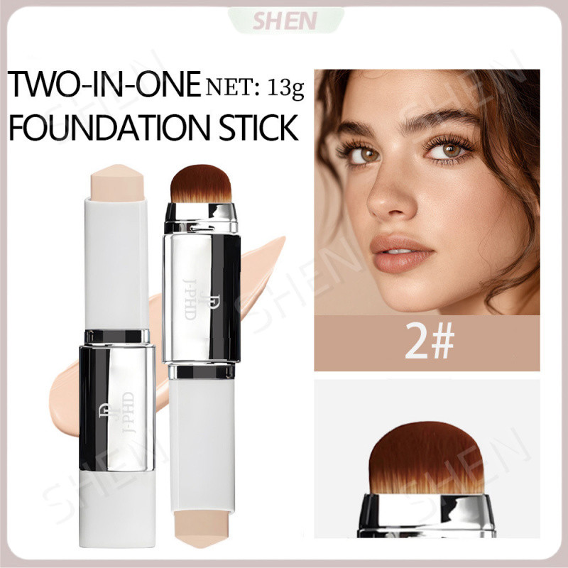 Kem nền J-PHD 2 trong 1 13g kèm cọ Kem che khuyết điểm dạng lỏng khỏa thân nhẹ hai đầu