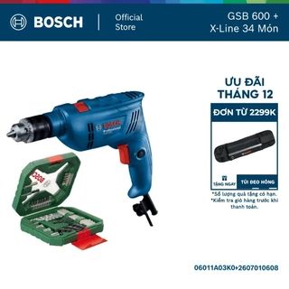 Máy khoan động lực GSB 600 + Tặng kèm 1 Bộ mũi khoan và vặn vít X-Line 34 món