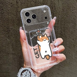 Ốp Khe Cắm Thẻ Trong Suốt Cho Redmi Note 14 13 12 11 Pro + 5G Note 7 8 Pro Ốp Điện Thoại Vỏ Bảo Vệ Mèo Và Chó Màu Vàng Dễ Thương Cho Redmi Note 9s 10s 11s 9 10 Pro Max