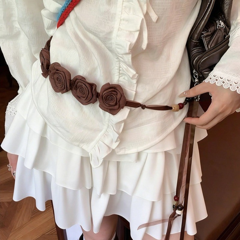 Thắt lưng nữ retro màu cà phê, phù hợp thời trang thu đông