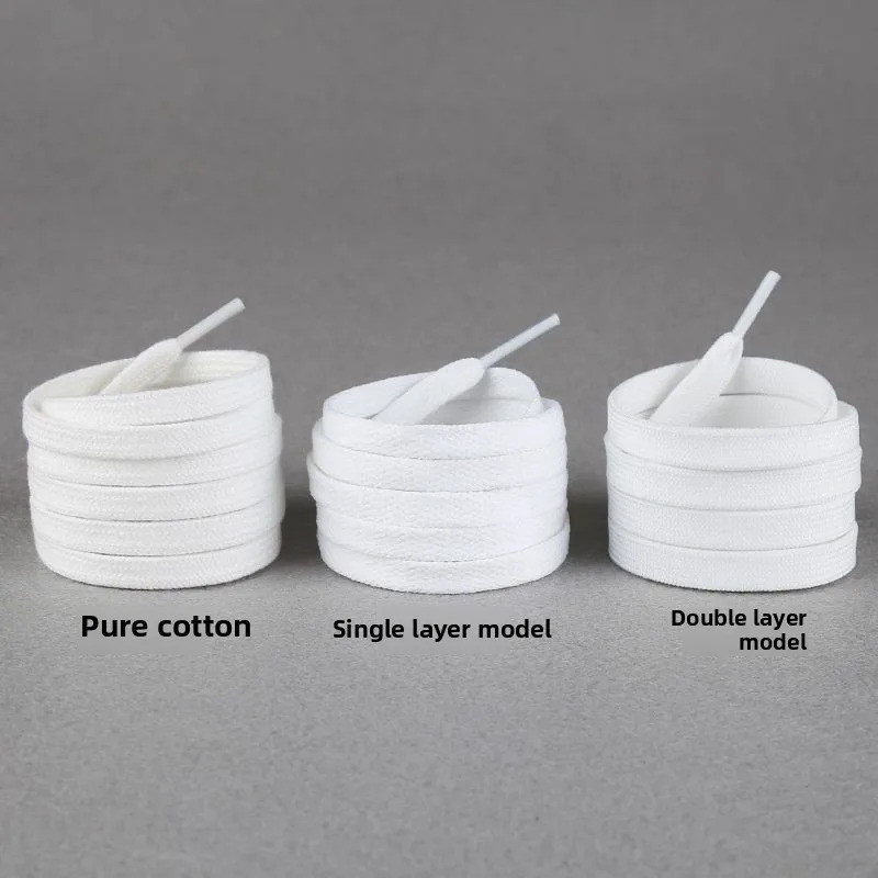 Dây giày trắng tròn cotton nguyên chất đa năng cho giày thể thao, bóng rổ, đế bằng nam nữ