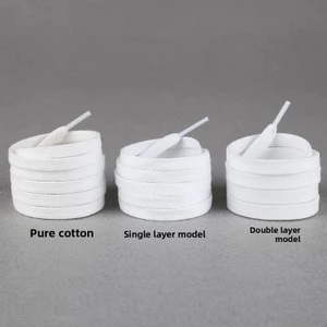 Dây giày trắng tròn cotton nguyên chất đa năng cho giày thể thao, bóng rổ, đế bằng nam nữ