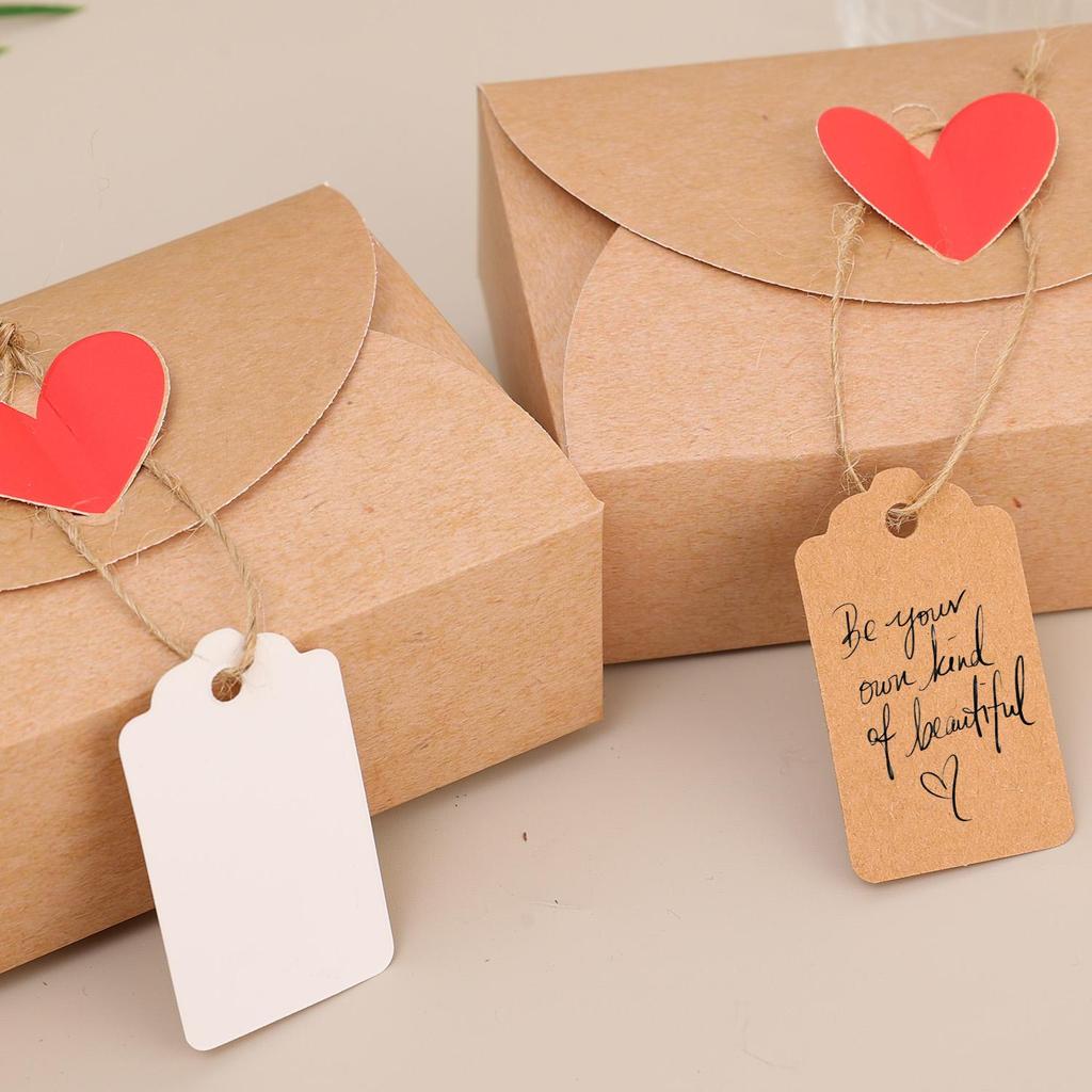 Thẻ treo trống có thể tùy chỉnh để ghi nhãn sản phẩm | Thẻ giấy Kraft có dây, 3 màu tùy chọn, 100 / 200 / 300 chiếc