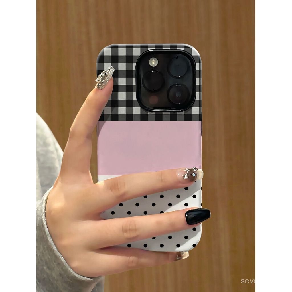 Ốp Điện Thoại Thích Hợp Cho iPhone 7 8 X XS XR XSMAX 11 12 13 14 15 16 17 Pro max Plus Air Lưới Ba Màu Chấm Bi Hai Trong Một Vỏ Bảo Vệ Chống Sốc Bao Gồm Tất Cả O