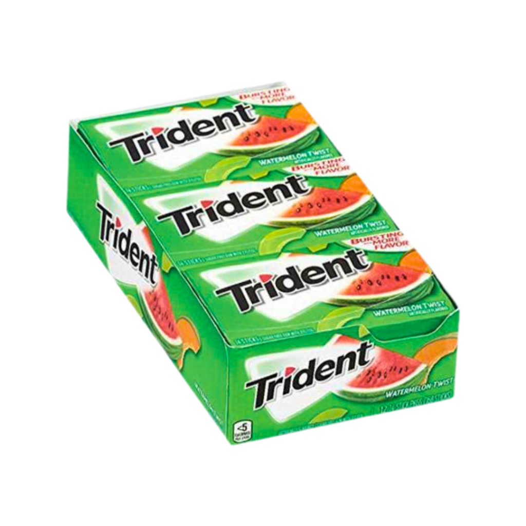 [Combo Giá Sỉ] Kẹo Cao Su Trident Không Đường Vị Dưa Hấu Gói 21.6g Vỉ 12 Tép, Tiện Lợi Nhỏ Gọn