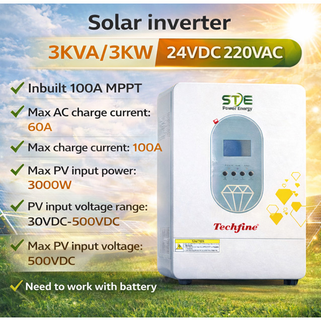 Biến Tần Năng Lượng Mặt Trời STE TECHFINE 3KVA 3000W | 24V | MPPT 100A ...